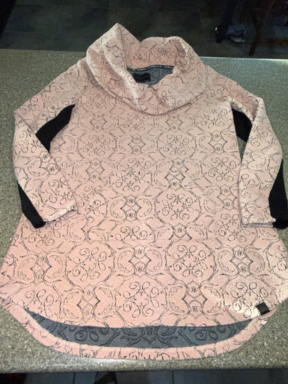 Tonia Debellis Soft Pink Cowl Neck Tunic Sweater